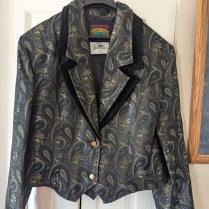 PIONEER Green and Gold Paisley Blazer
